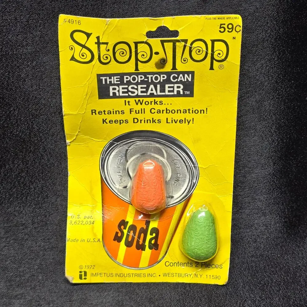 Vintage Stop-Top The Pop Top Can Resealer Cap by Impetus Industries Soda Beer